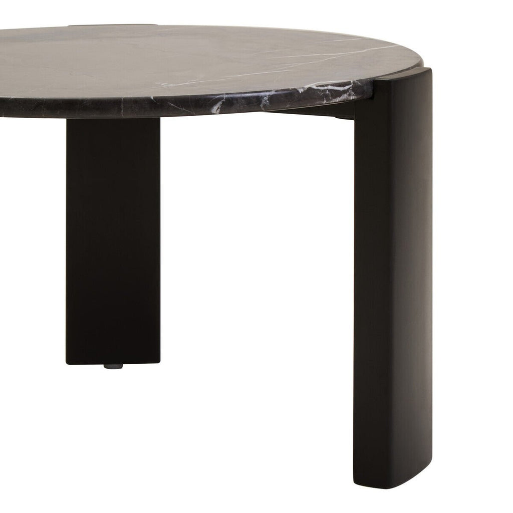 Black Round Marble Top Small Coffee Table with Black Acacia Legs | Palermo - Joe’s Haven