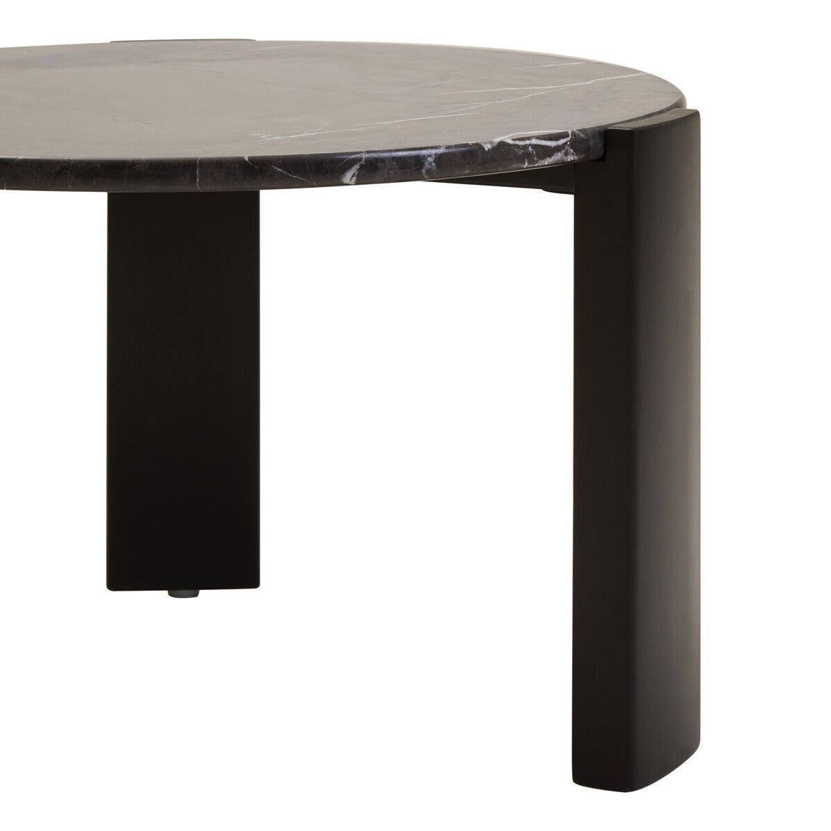 Black Round Marble Top Small Coffee Table with Black Acacia Legs | Palermo - Joe’s Haven