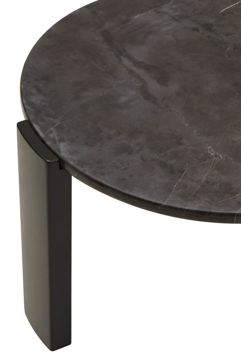 Black Round Marble Top Small Coffee Table with Black Acacia Legs | Palermo - Joe’s Haven