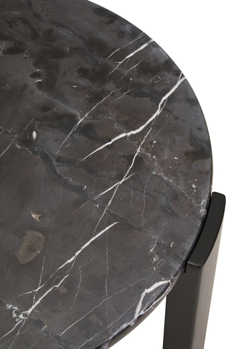 Black Round Marble Top Small Coffee Table with Black Acacia Legs | Palermo - Joe’s Haven