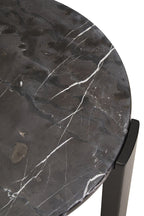 Black Round Marble Top Small Coffee Table with Black Acacia Legs | Palermo - Joe’s Haven