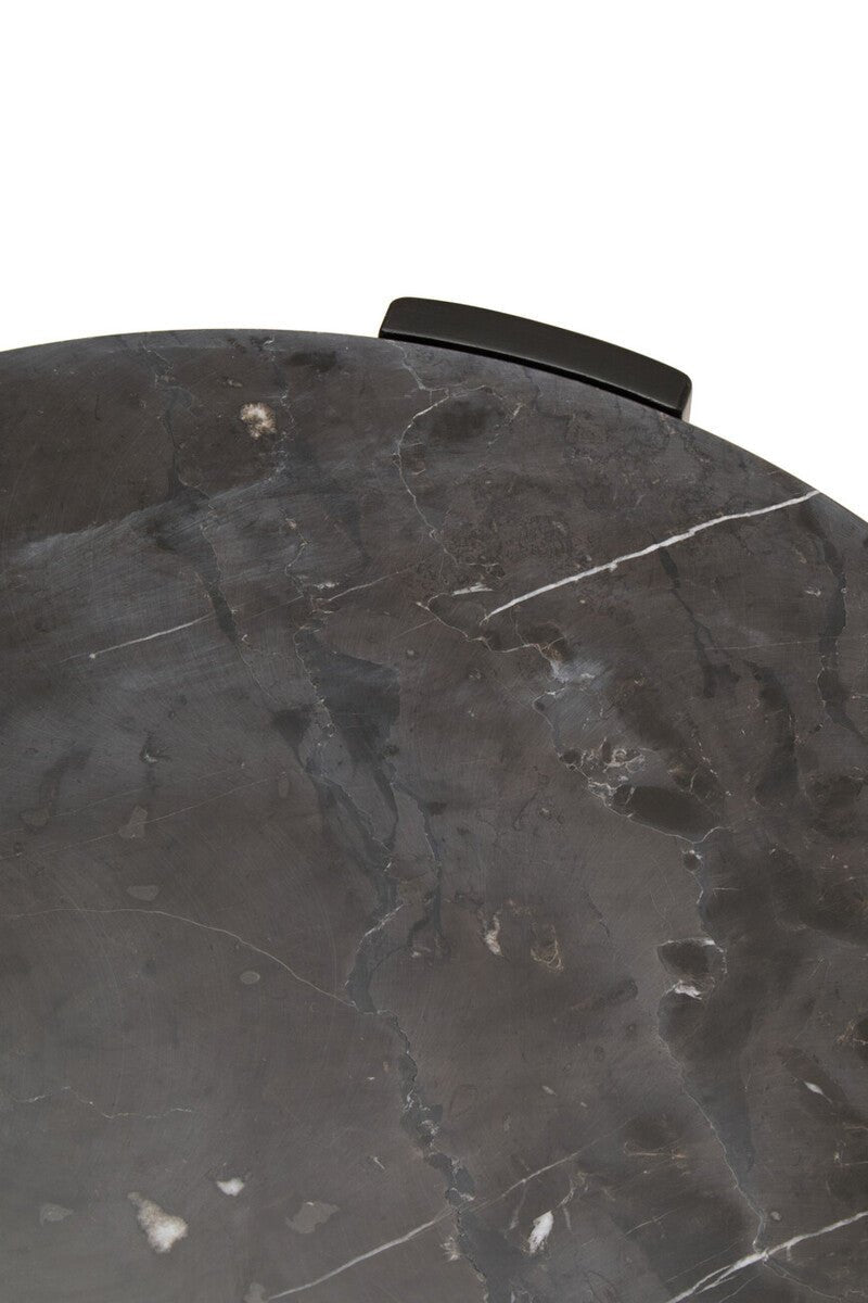 Black Round Marble Top Small Coffee Table with Black Acacia Legs | Palermo - Joe’s Haven