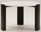 White Round Marble Top Small Coffee Table with Black Acacia Legs, Palermo - Joe’s Haven