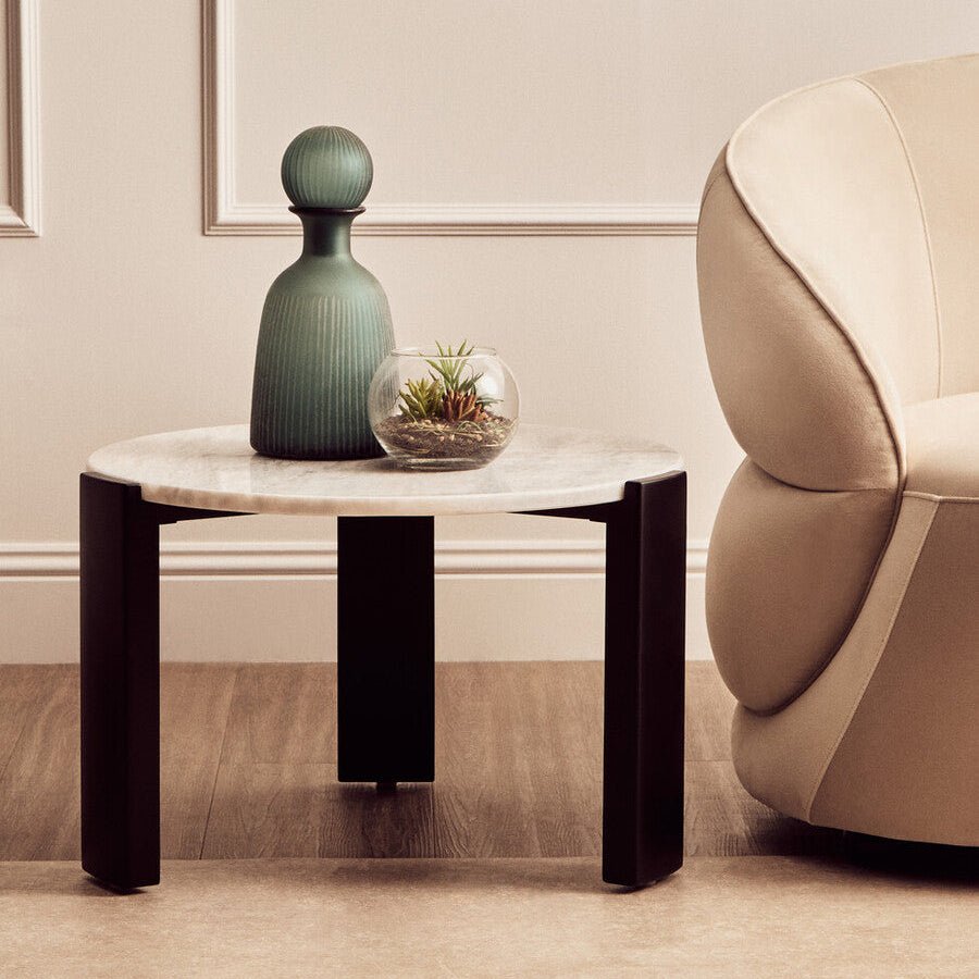 Palermo Round White Marble Top Small Coffee Table - Joe’s Haven