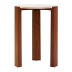 Palermo Travertine Top Round Side Table - Joe’s Haven