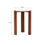 Cream Travertine Top Round Side Table with Natural Brown Acacia Wood Base, Palermo - Joe’s Haven