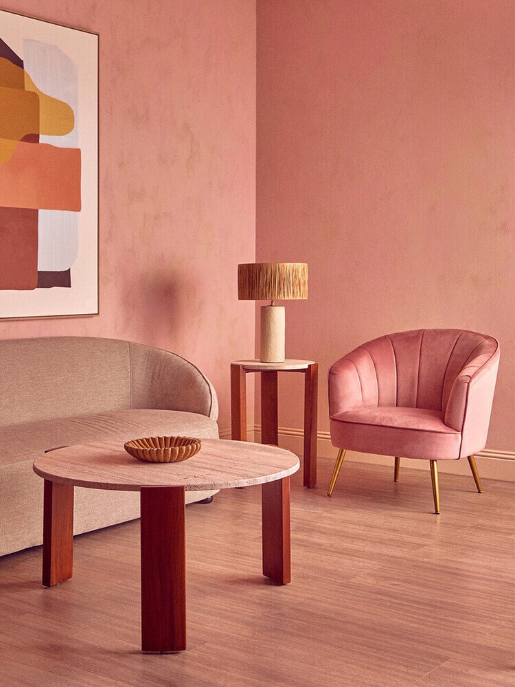 Palermo Travertine Top Round Side Table - Joe’s Haven