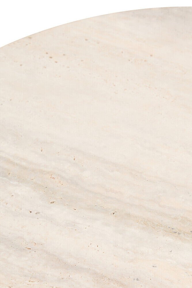 Palermo Travertine Top Round Side Table - Joe’s Haven