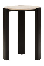 Cream Marble Top Round Side Table with Black Acacia Wood Legs, Palermo - Joe’s Haven