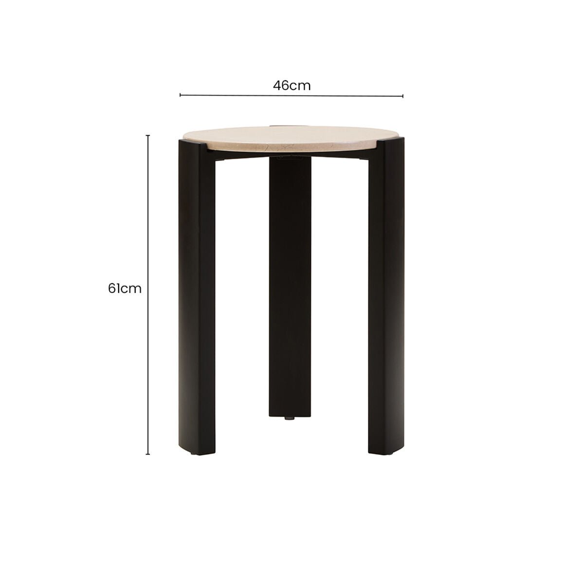 Cream Marble Top Round Side Table with Black Acacia Wood Legs, Palermo - Joe’s Haven