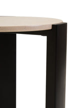 Cream Marble Top Round Side Table with Black Acacia Wood Legs, Palermo - Joe’s Haven