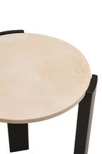 Cream Marble Top Round Side Table with Black Acacia Wood Legs, Palermo - Joe’s Haven