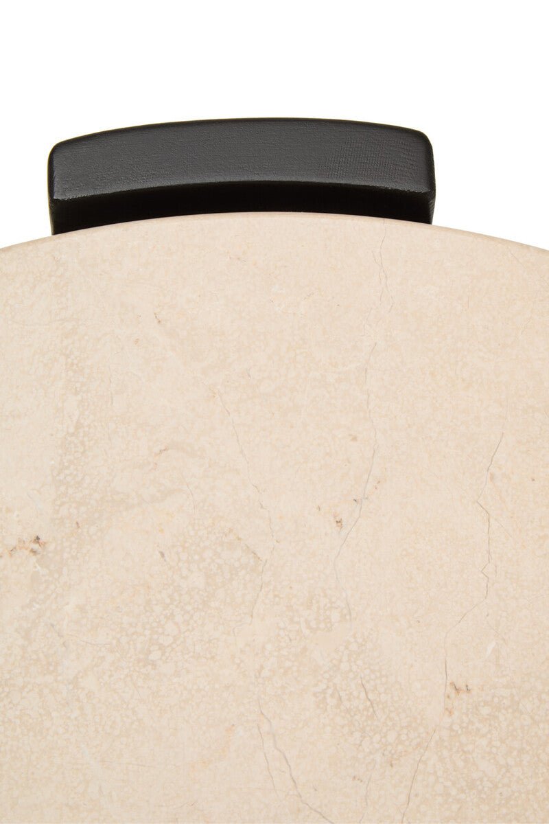 Cream Marble Top Round Side Table with Black Acacia Wood Legs, Palermo - Joe’s Haven