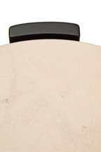 Cream Marble Top Round Side Table with Black Acacia Wood Legs, Palermo - Joe’s Haven