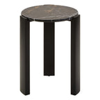 Black Marble Top Round Side Table with Black Acacia Wood Legs, Palermo - Joe’s Haven