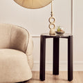Black Marble Top Round Side Table with Black Acacia Wood Legs, Palermo - Joe’s Haven