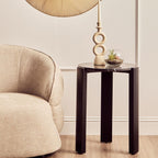 Black Marble Top Round Side Table with Black Acacia Wood Legs, Palermo - Joe’s Haven