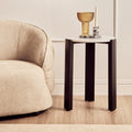 White Marble Top Round Side Table with Black Acacia Wood Legs, Palermo - Joe’s Haven