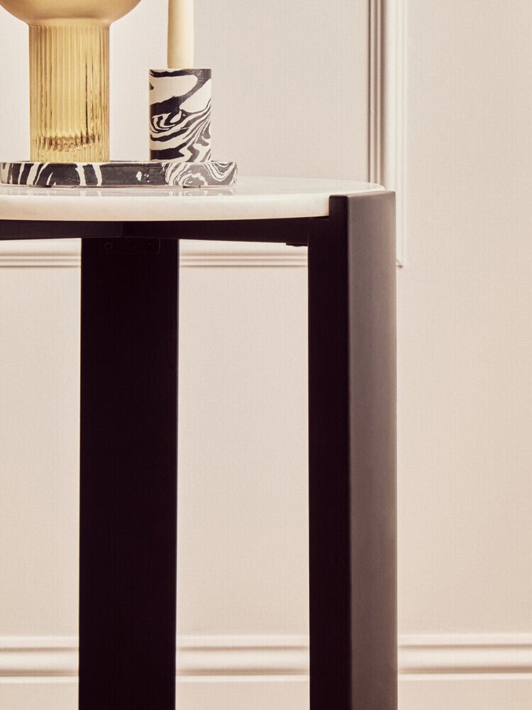 Palermo White Marble Top Round Side Table - Joe’s Haven