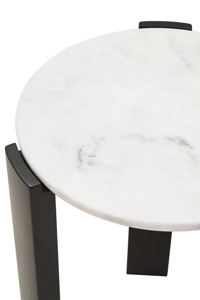 Palermo White Marble Top Round Side Table - Joe’s Haven