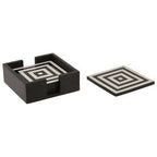 Donato Set of 4 Black and White Stripe Coasters with Holder - Joe’s Haven
