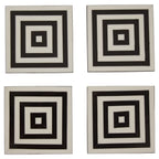 Donato Set of 4 Black and White Stripe Coasters with Holder - Joe’s Haven