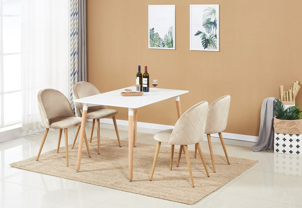 Lucia Halo Dining Set, a Table and Chairs Set of 4, White/Grey - Joe’s Haven
