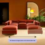 Ranjan Three Seater Corner Sofa, Red Velvet - Joe’s Haven