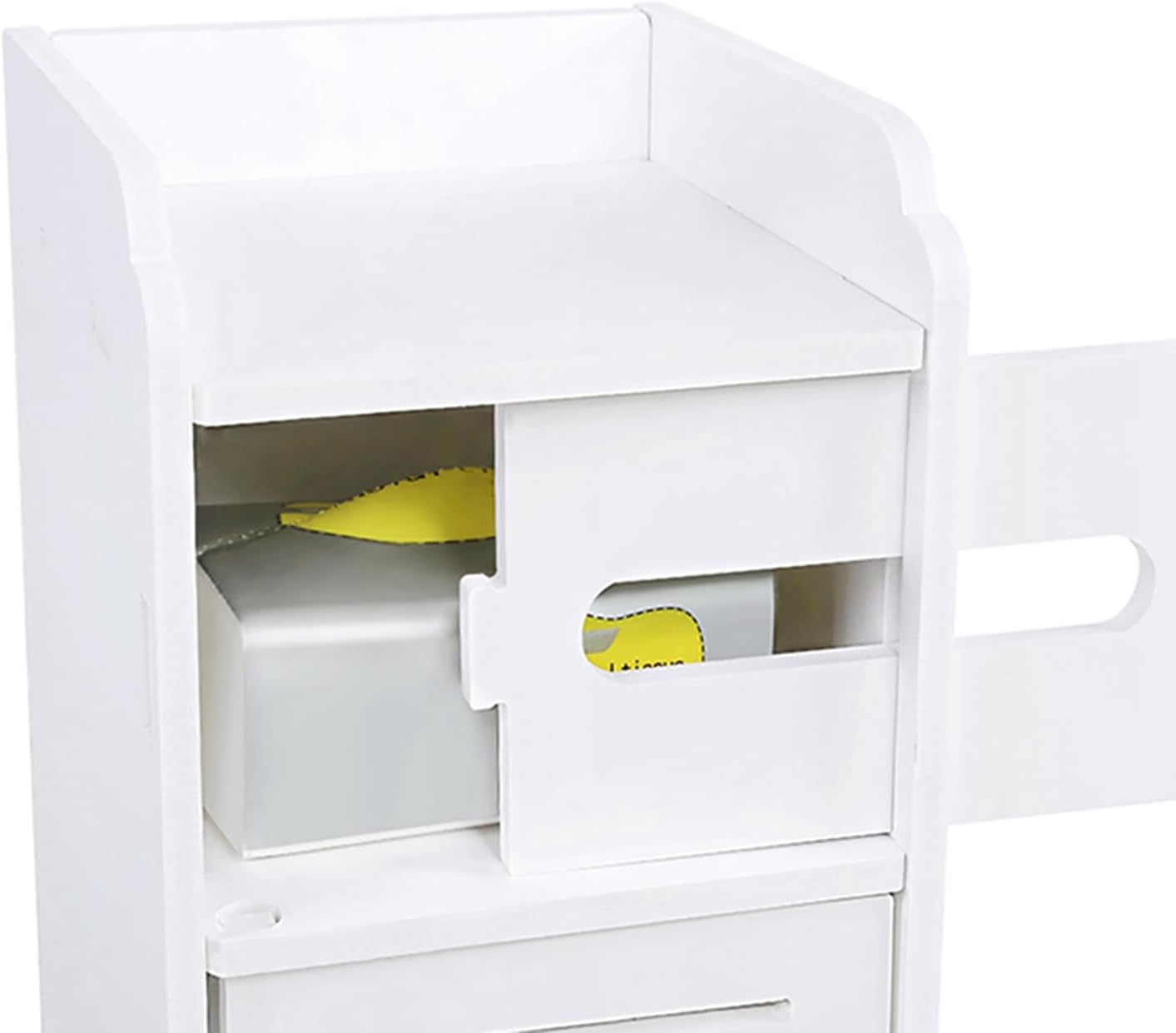 Small Bathroom Cabinet White 3 Tier Freestanding Tissue Box Storage Ejoyous - Joe’s Haven
