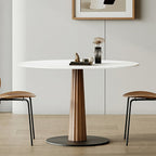 Anderson Small Round Dining Table, Sintered Stone & Solid Wood - Joe’s Haven
