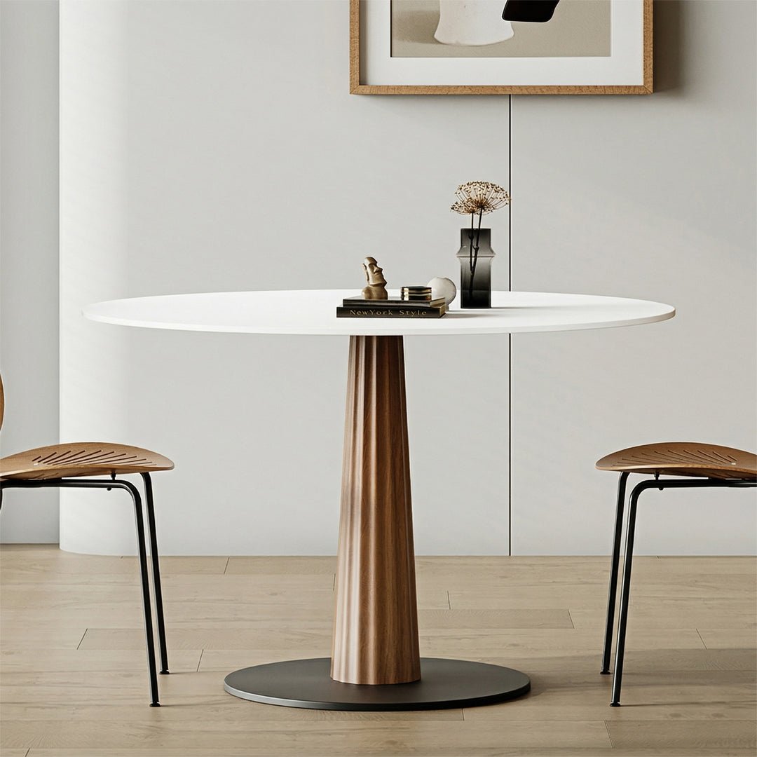 Anderson Small Round Dining Table, Sintered Stone & Solid Wood - Joe’s Haven