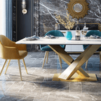 LUCI Dining Table, Marble And Gold Metal - Joe’s Haven