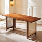 Fuchs Dining Table, Solid Wood & Rattan, Dark Oak - Joe’s Haven