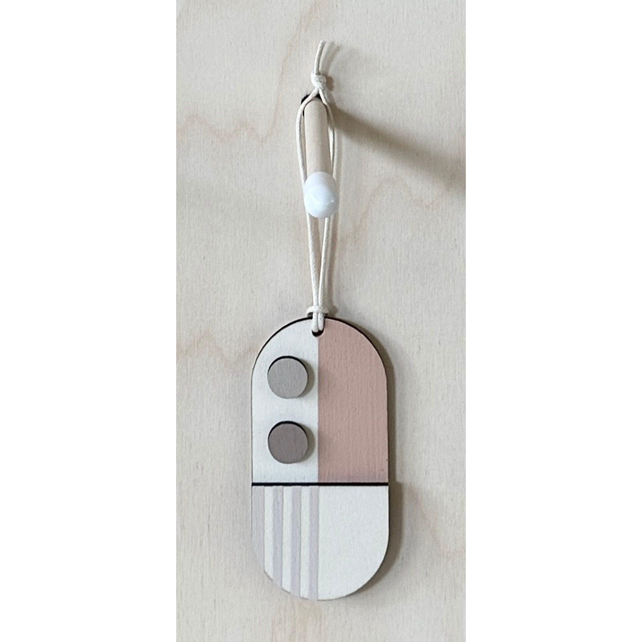 Mini Mid-Century Wall Art - Little Wooden Decoration - Pink & Natural Decor