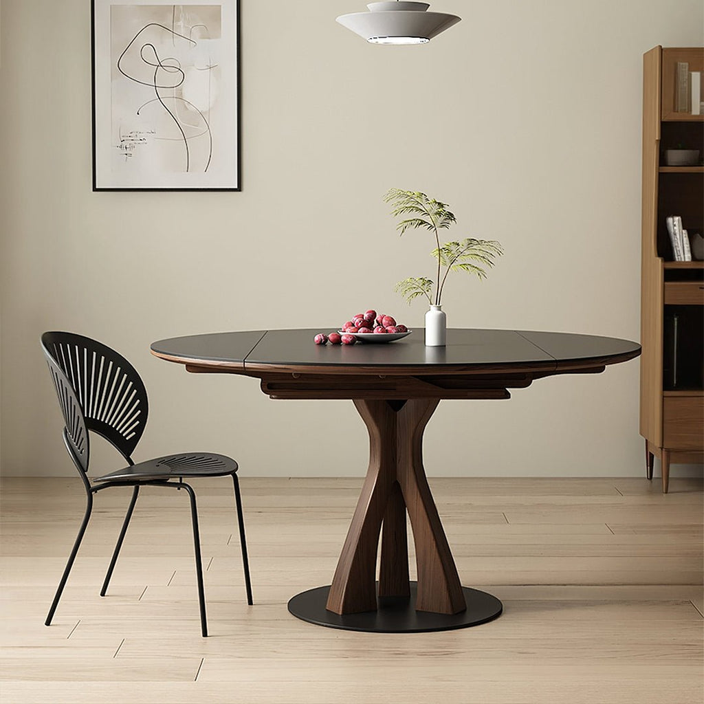 Caruso Round Folding Dining Table, Sintered Stone, Black - Joe’s Haven