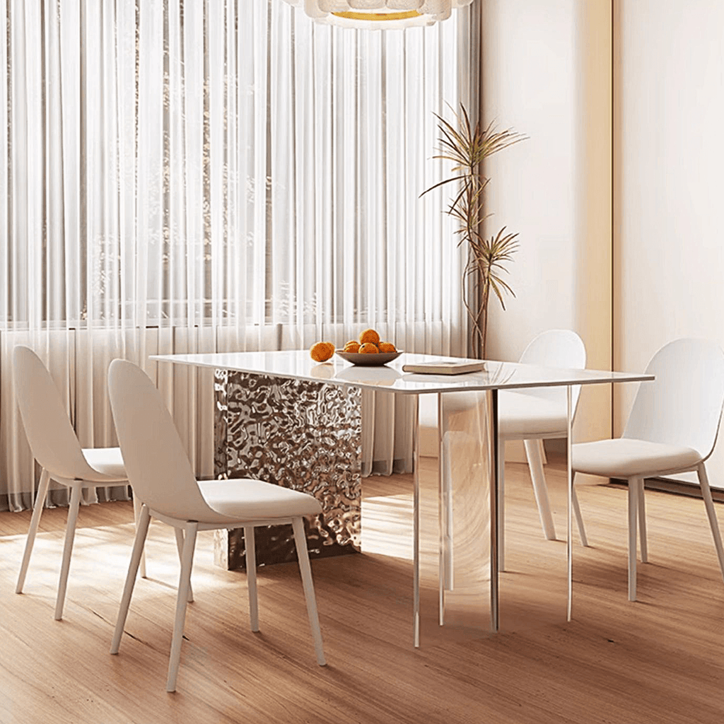 Madison Dining Table, White Sintered Stone & Acrylic - Joe’s Haven