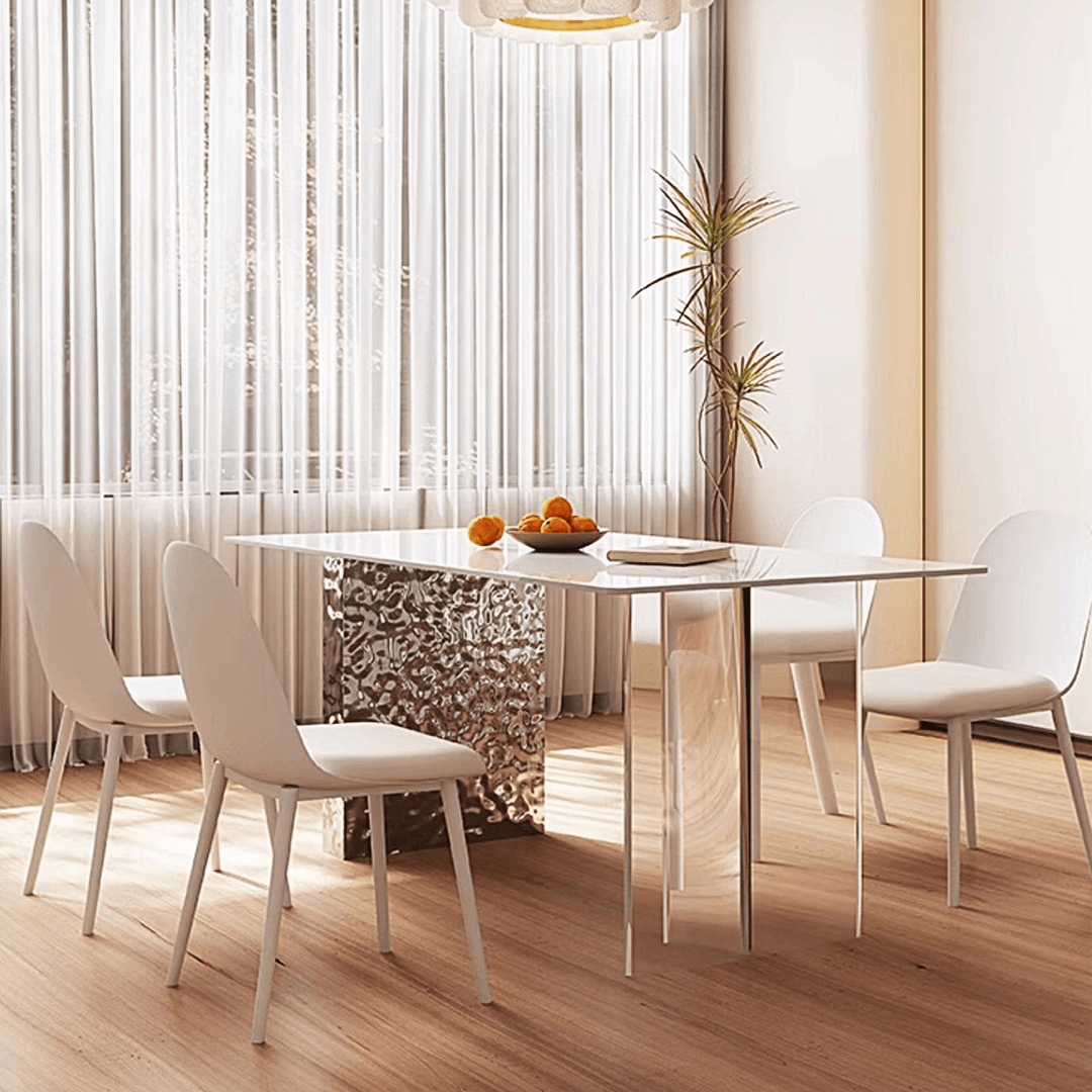 Madison Dining Table, White Sintered Stone & Acrylic - Joe’s Haven