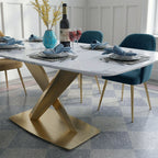 LUCI Dining Table, Marble And Gold Metal - Joe’s Haven
