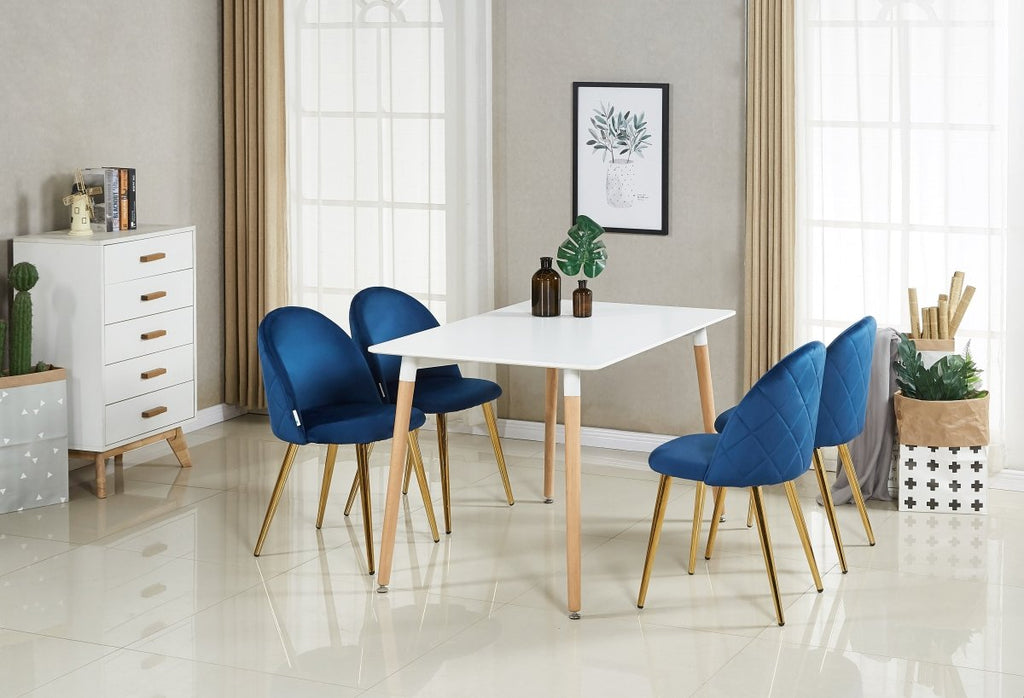 Lucia Halo Dining Set, a Table and Chairs Set of 4, White/Grey - Joe’s Haven