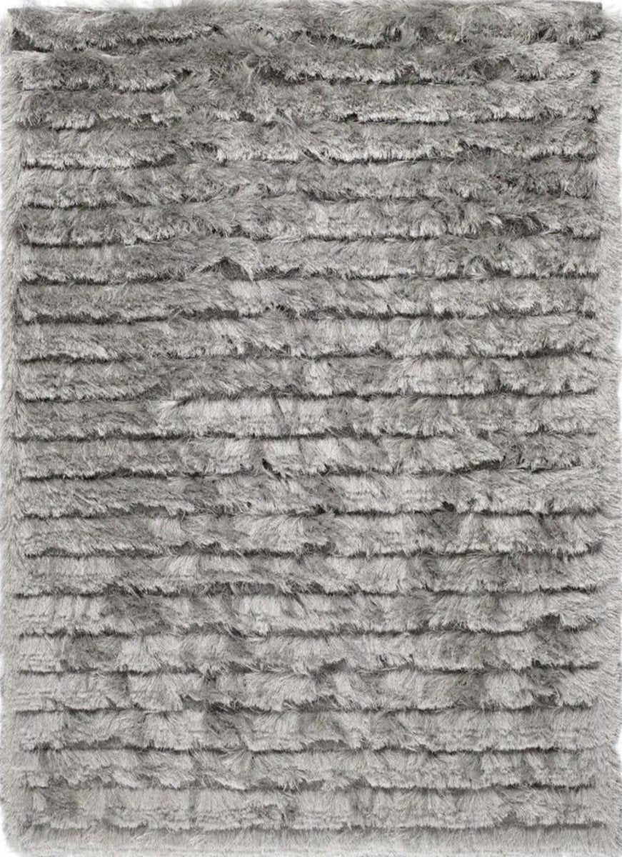 Carved Glamour Silver Grey Shaggy Rug - Joe’s Haven