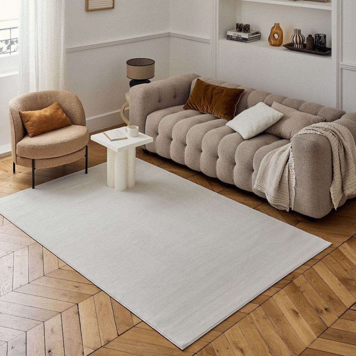 Carmel Cream Striped Rug | 6010 - Joe’s Haven