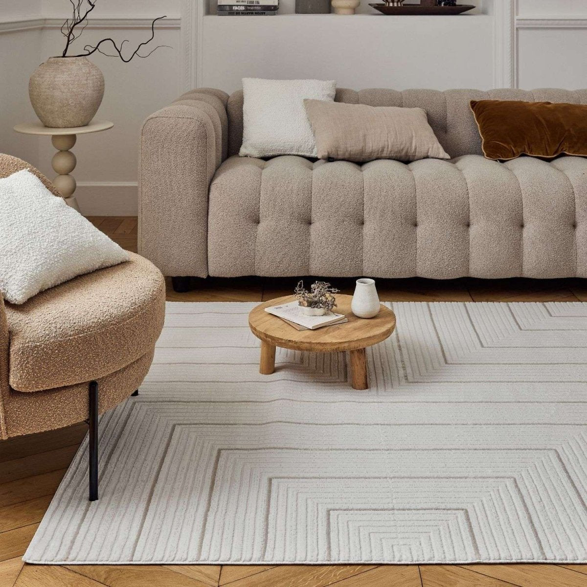 Carmel Cream-Beige Geometric Rug | 6040 - Joe’s Haven