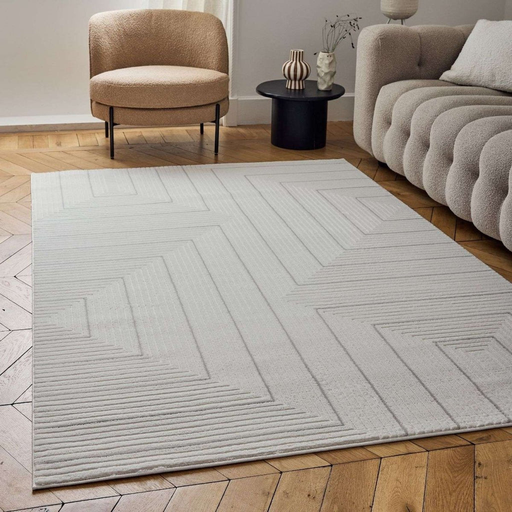 Carmel Cream-Grey Geometric Rug | 6040 - Joe’s Haven
