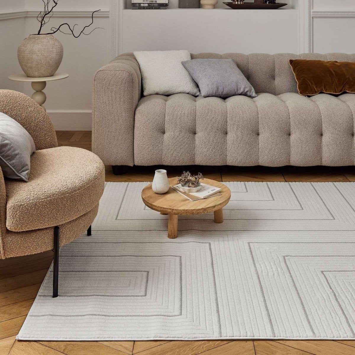 Carmel Cream-Grey Geometric Rug | 6040 - Joe’s Haven