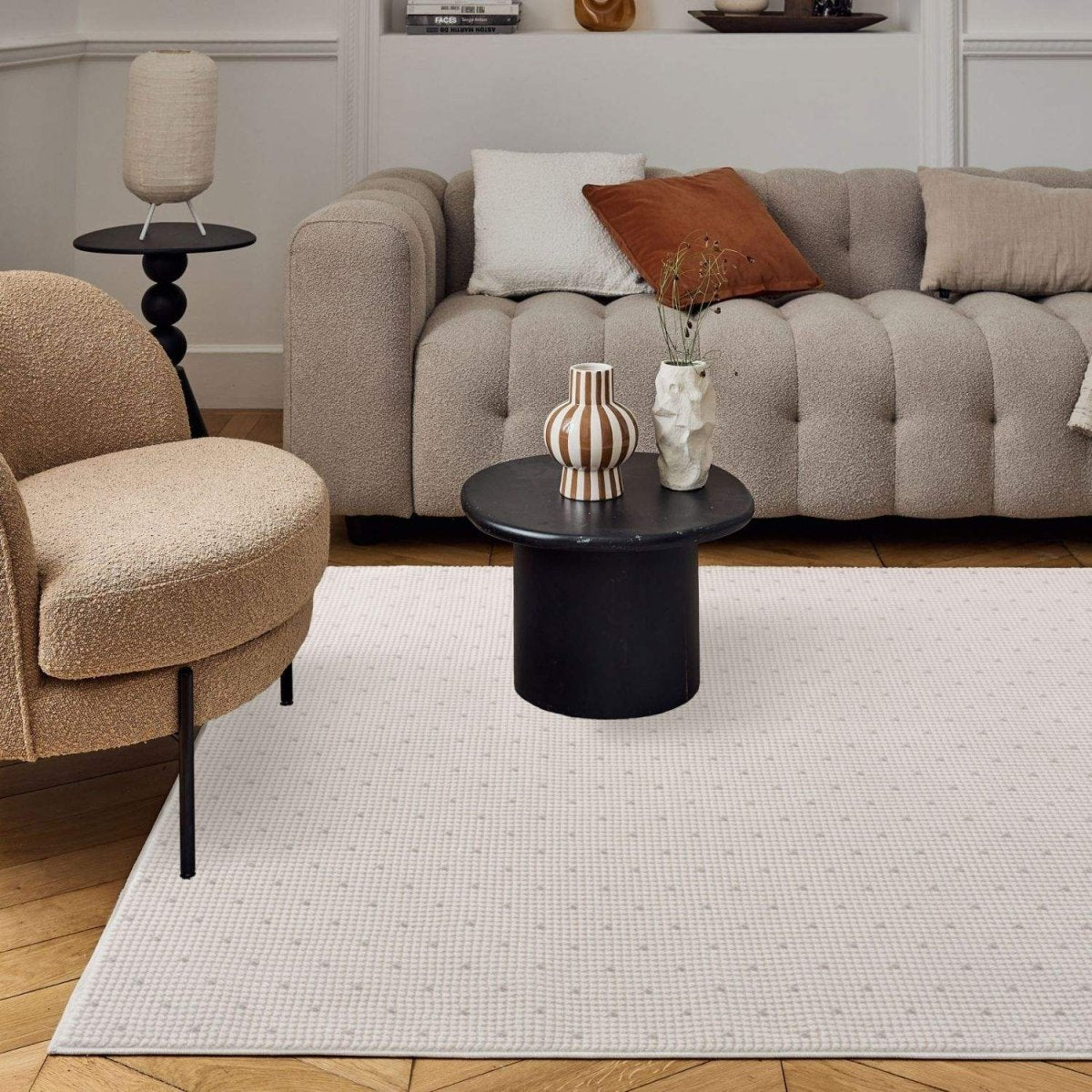 Carmel Cream-Grey Dots Rug | 6080 - Joe’s Haven
