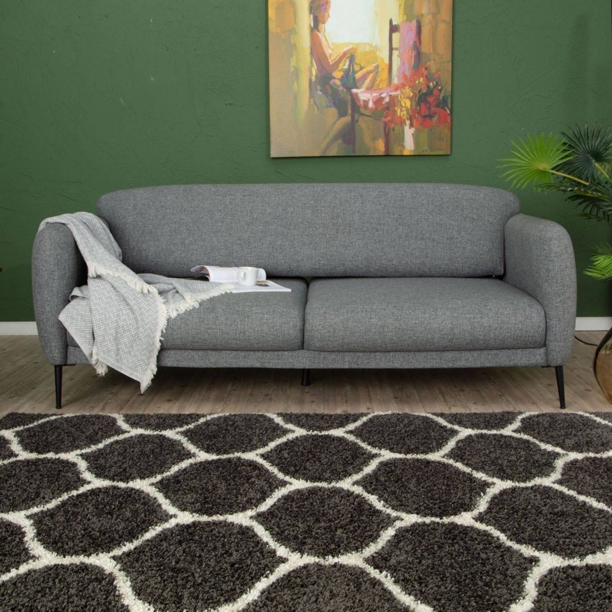 Moroccan Dark Grey Shaggy Rug | 640 - Joe’s Haven