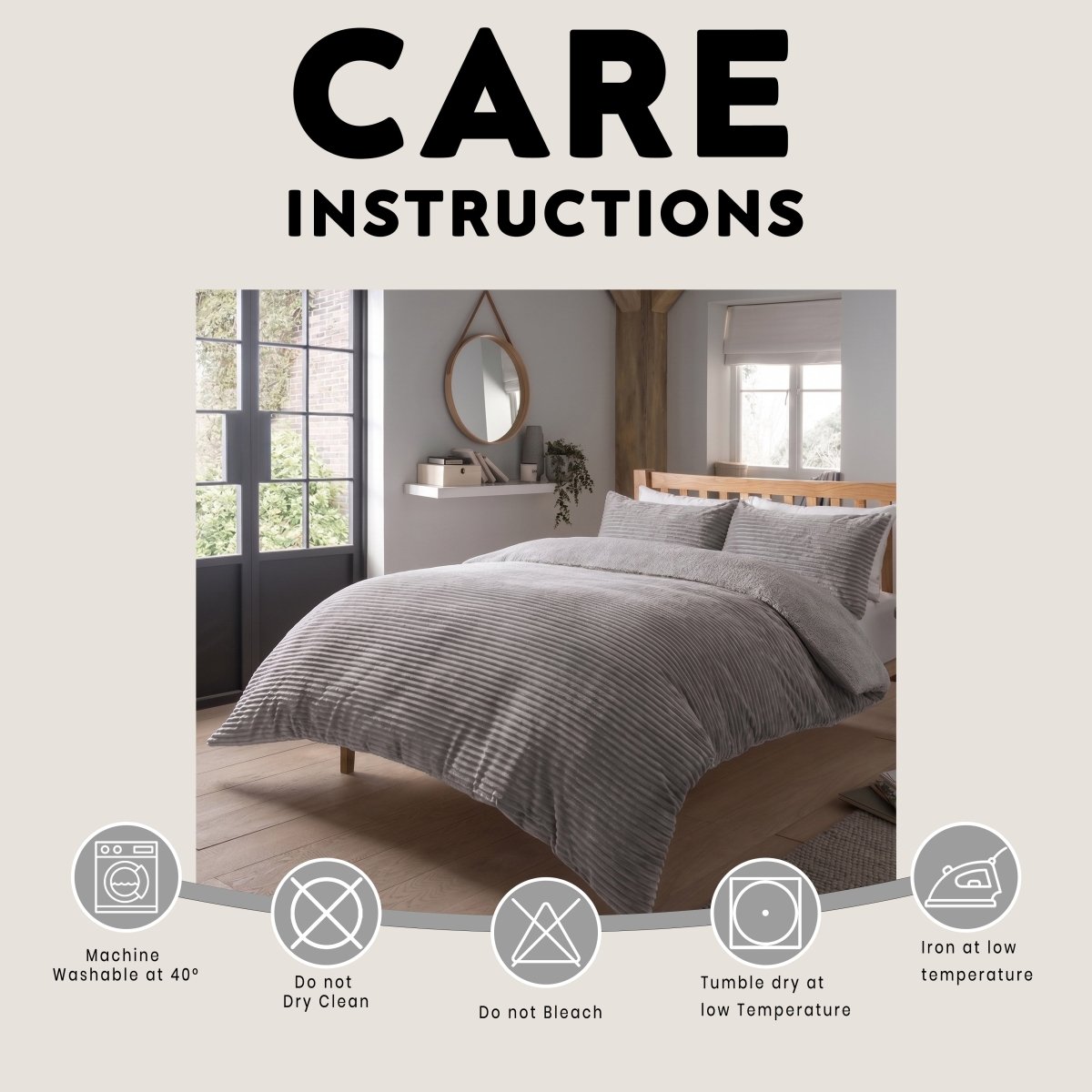 OLIVIA ROCCO Ribbed Fleece Reversible Teddy Duvet Set OEKO-TEX Certified Multiple Sizes - Joe’s Haven