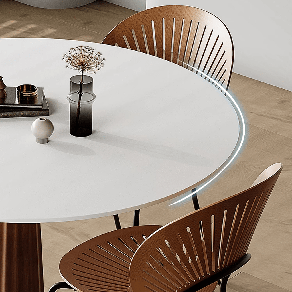 Anderson Small Round Dining Table, Sintered Stone & Solid Wood - Joe’s Haven