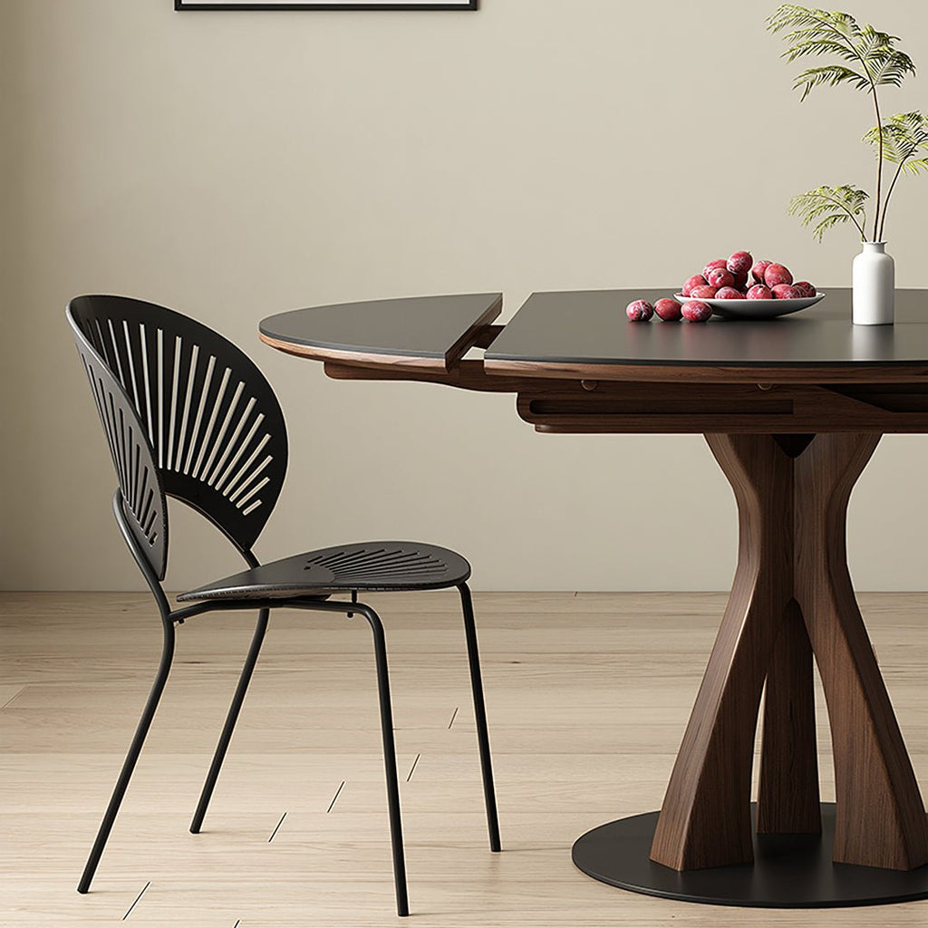 Caruso Round Folding Dining Table, Sintered Stone, Black - Joe’s Haven