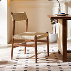 Fuchs Dining Table, Solid Wood & Rattan, Dark Oak - Joe’s Haven